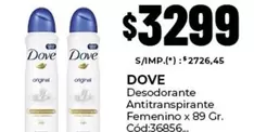Dove - Desodorante Antitranspirante Femenino x 89 Gr.