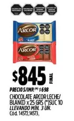 Arcor - CHOCOLATE LECHE/ BLANCO x 25 GRS (*)SUC 10