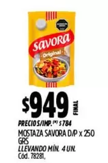 Savora - MOSTAZA SAVORA D/P x 250 GRS