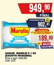 Marolio - AZUCAR X 1 KG (EXCEPTO PATAGONIA)