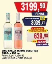 Callia - CALLIA TARDIO BCO./TTO./ RSDO. x 750 cc