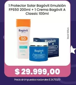 Bagovit - Protector Solar Emulsión FPS50 200ml + Crema A Classic 100ml