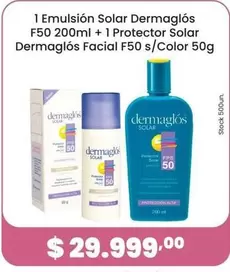 Dermaglós - Emulsión Solar F50 200ml + Protector Solar Facial F50