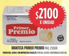 X$ - MANTECA PRIMER PREMIO