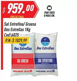 Dos Estrellas - Sal Entrefina/Gruesa 1Kg Cod. 6025