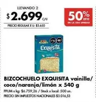 Exquisita - BIZCOCHUELO vainilla/coco/naranja/limón