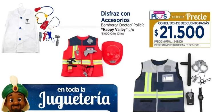 Disfraz con Accesorios Bombero/ Doctor/ Policia