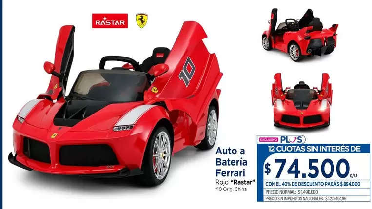 Rojo - Auto a Batería Ferrari