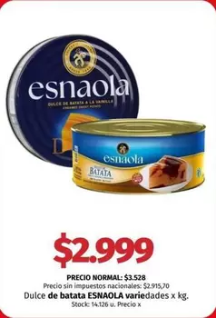 Esnaola - Dulce de batata variedades x kg