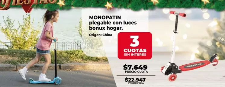 Bonux - MONOPATIN plegable con luces bonux hogar