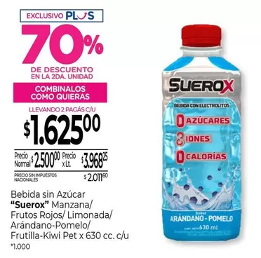 X$ - Manzana/ Frutos Rojos/Limonada/ Arándano-Pomelo/ Frutilla-Kiwi Pet x 630 cc. c/u