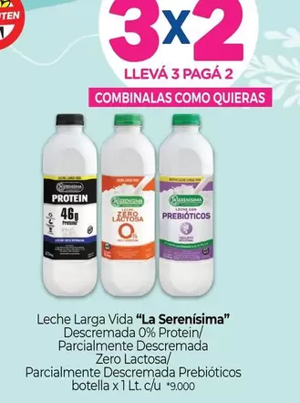 La Serenísima - Leche Larga Vida Descremada 0% Protein/ Parcialmente Descremada Zero Lactosa/ Parcialmente Descremada Prebióticos