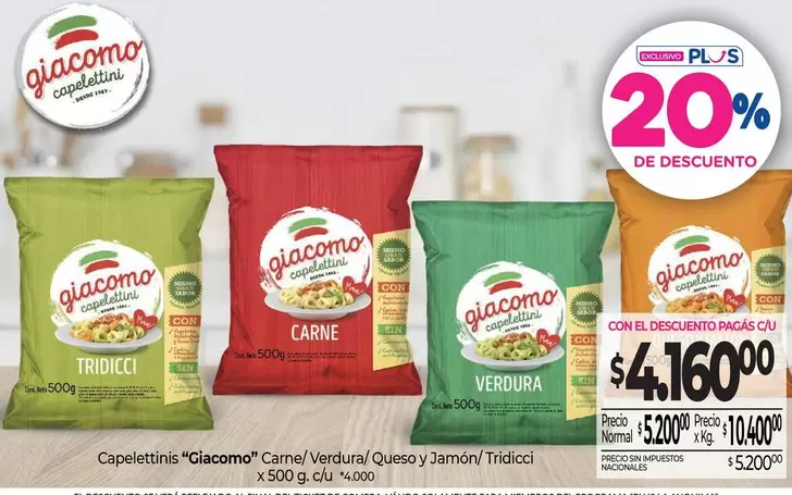 Giacomo - Carmel/ Verdura/ Queso y Jamon/ Tridicci