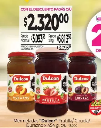 Dulcor - Mermeladas Frutilla/Ciruela/Durazno