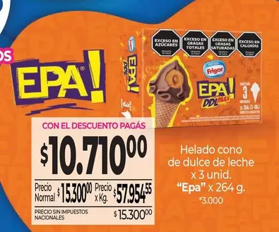X$ - Helado cono de dulce de leche x 3 unid.