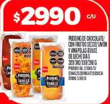 Dia - PUDDING DE CHOCOLATE/ CON FRUTOS SECOS LIMON Y AMAPOLAS DULCE DE LECHE DIA