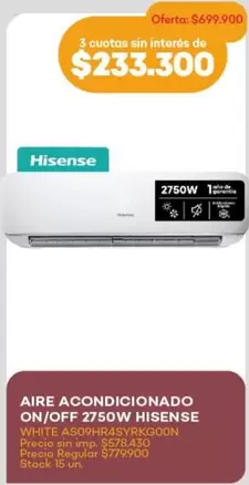 Hisense - ON/OFF 2750W