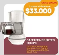 Philips - CAFETERA DE FILTRO HD7461/00