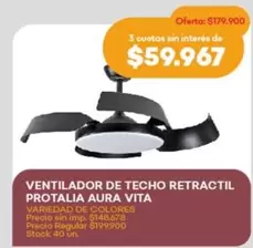 Protalia - VENTILADOR DE TECHO RETRACTIL