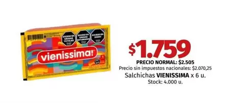 Vienissima - Salchichas x 6 u