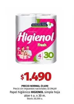 Higienol - Papel higiénico simple hoja
