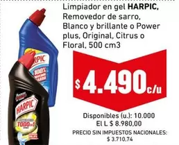 Harpic - Limpiador en gel, Removedor de sarro, Blanco y brillante o Power plus, Original, Citrus o Floral