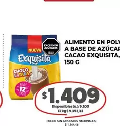 Exquisita - Alimento en polvo a base de azúcar cacao