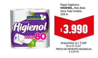 Higienol - Max Aloe Vera, hoja simple