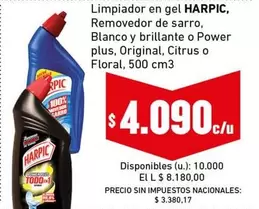 Harpic - Limpiador en gel, Removedor de sarro, Blanco y brillante o Power plus, Original, Citrus o Floral