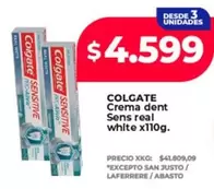 Colgate - Crema dent Sens real white