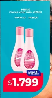 Hinds - Crema corp rosa x125ml