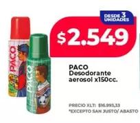 Paco - Desodorante aerosol x150cc.