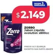 Zorro - Jabon Liquido evolution x800cc