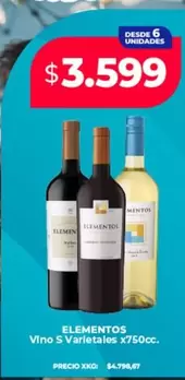 Elementos - Vino S Varletales x750cc.