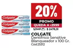 Colgate - Dentífrico Sensitive Blanqueador x 100 Gr.
