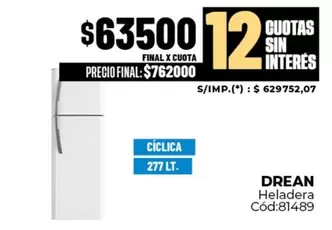 Drean - Heladera Cód:81489