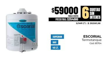 Escorial - Termotanque Cod: 85704