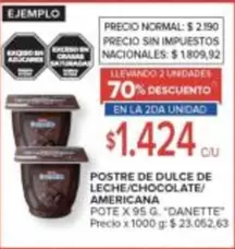 Danette - POSTRE DE DULCE DE LECHE/CHOCOLATE/AMERICANA