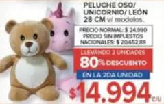 PELUCHE OSO/ UNICORNIO/LEON