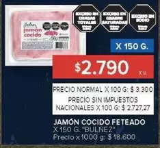X$ - JAMÓN COCIDO FETEADO