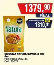 Natura - MOSTAZA NATURA D/PACK X 500