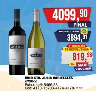 Malbec - VINO STA. JULIA VARIETALES