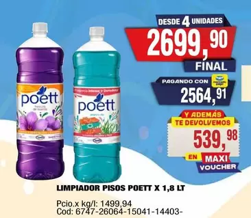 Poett - LIMPIADOR PISOS X 1,8 LT