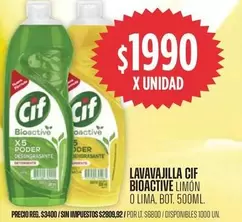 Cif - LAVAVAJILLA BIOACTIVE LIMÓN O LIMA