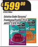 Godet - Gelatina Durazno/ Frambuesa/Frutilla 25 Gr