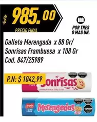 Mas - Galleta Merengada x 88 Gr, Sonrisas Frambuesa x 108 Gr