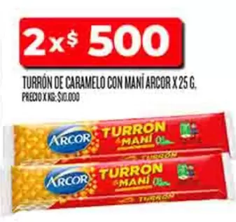 Arcor - TURRÓN DE CARAMELO CON MANÍ X25 G