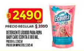 Ecovita - DETERGENTE LÍQUIDO PARA ROPA BABY CARE