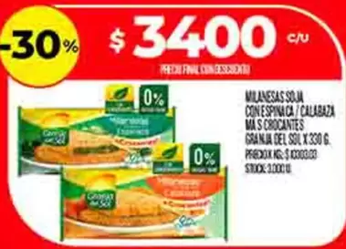 Granja del Sol - MILANESAS SOJA CON ESPINACA/CALABAZA MAS CROCANTES