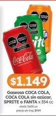Coca cola - COCA COLA, COCA COLA sin azúcar, SPRITE o FANTA